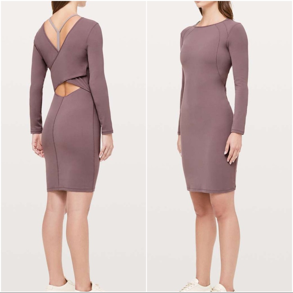 lululemon athletica Long-Sleeve Fitted Cutout Dress in Mauve